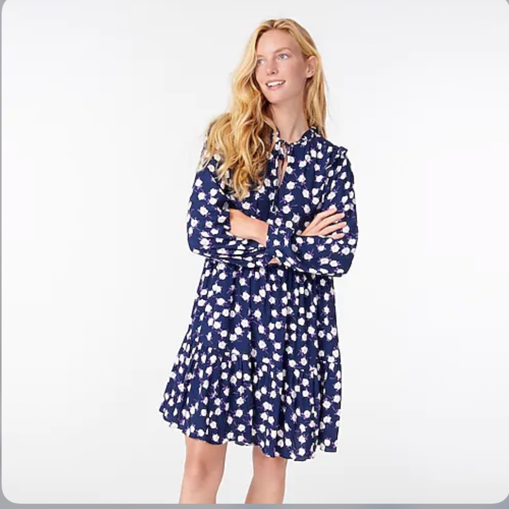 JCREW TIE NECK TIERED DRESS💙
